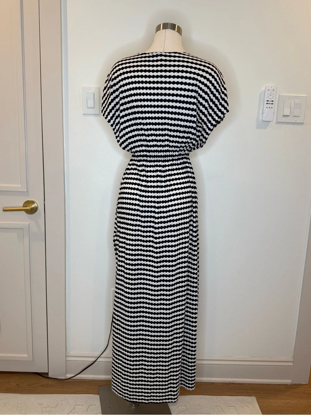 Victoria's Secret Black and White Striped Swim Coverup